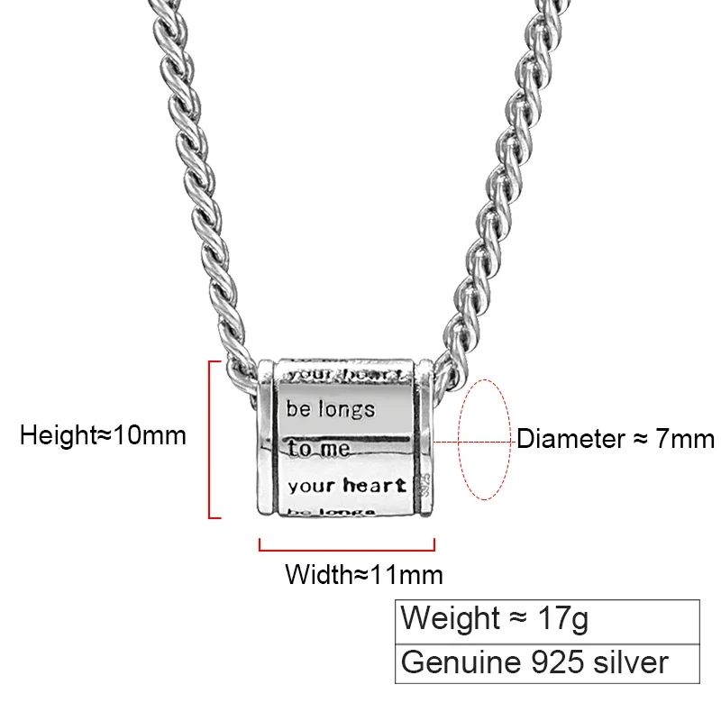 ZABRA European And American Port Style Design Spring Cuban Necklace 925 Silver Retro Cylindrical Letter Clavicle Chain Necklaces