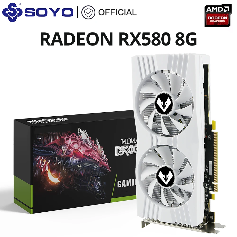 SOYO Radeon RX580 8G Graphics Card GDDR5 Memory Video Gaming Card