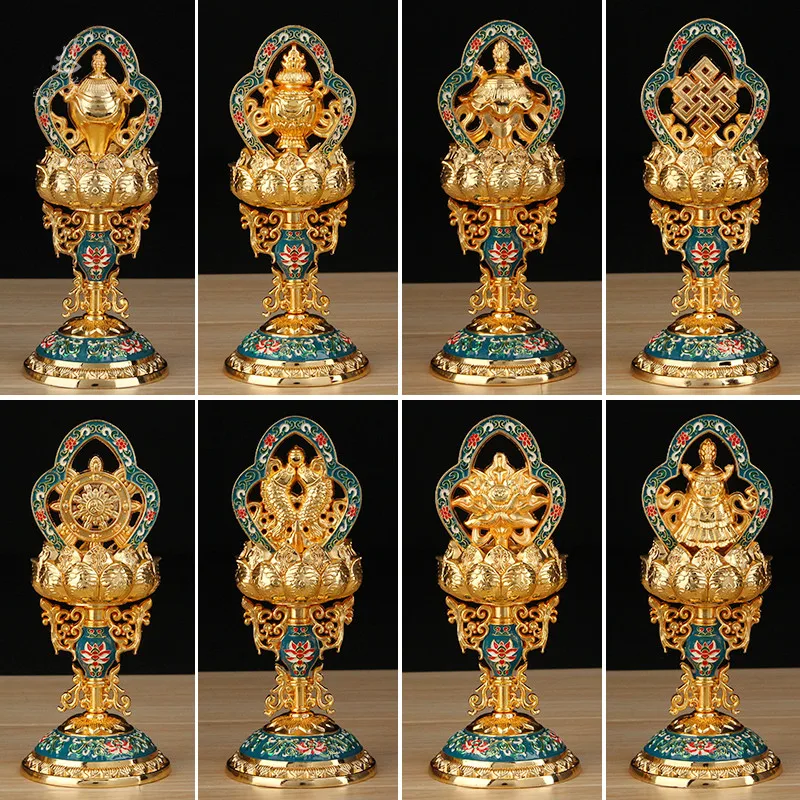 Chinese Eight Auspicious Sculpture Ornaments Buddha Hall Living Room Feng Shui Decoration Tools Crafts Buddhist Supplies