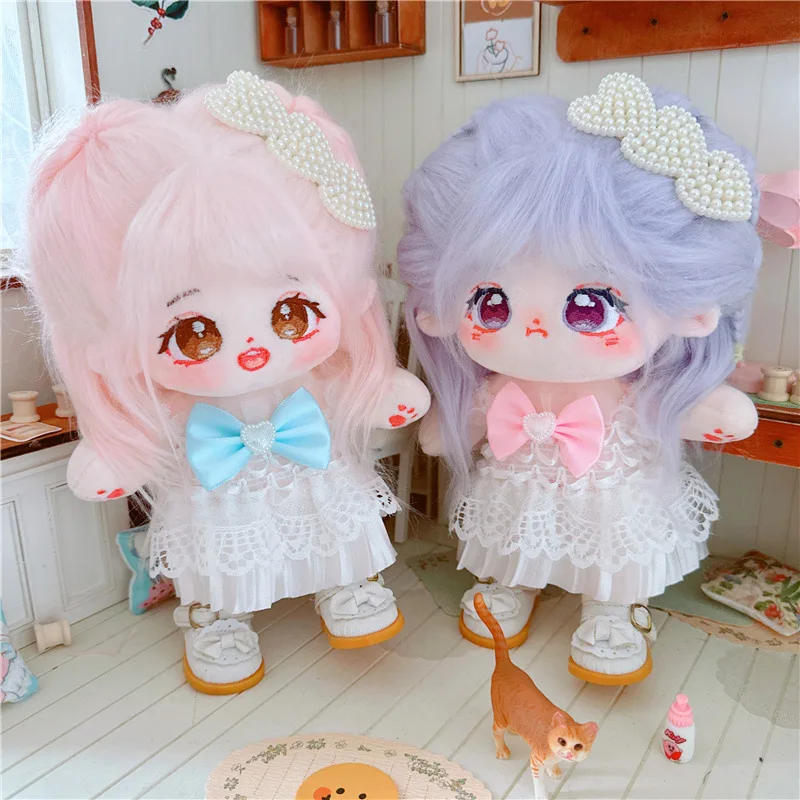 Doll Clothes for 20cm Idol Dolls Beautiful Princess Dress Hairpin Suit Outfit Accessories for Super Star Cotton Dolls DIY Toys