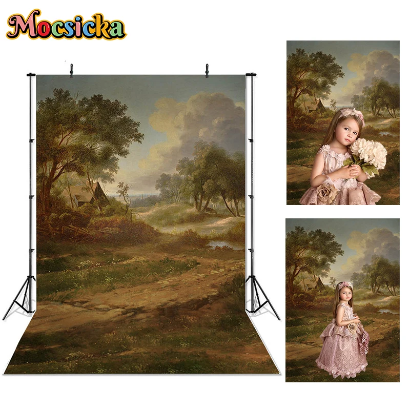 Vintage Scenery Oil Painting Photography Background Baby Art Portrait Adult Birthday Photo Backdrop Wedding Studio Photo Props