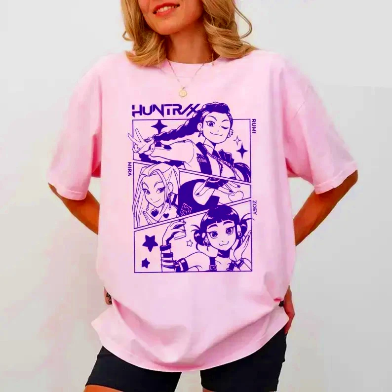 Huntrix Girls Kpop Demon Hunters T-shirt Kpop Huntrix Lover Vintage Huntrix Shirts Rumi Zoey Graphic Shirt Fashion Tops