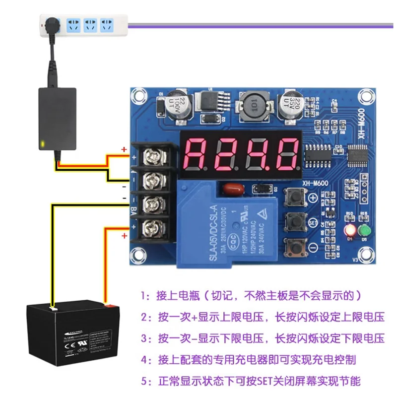 Imagem -04 - Módulo de Controle de Carga de Bateria de Lítio Interruptor de Proteção de Bateria Universal Xh-m600 660v 30a