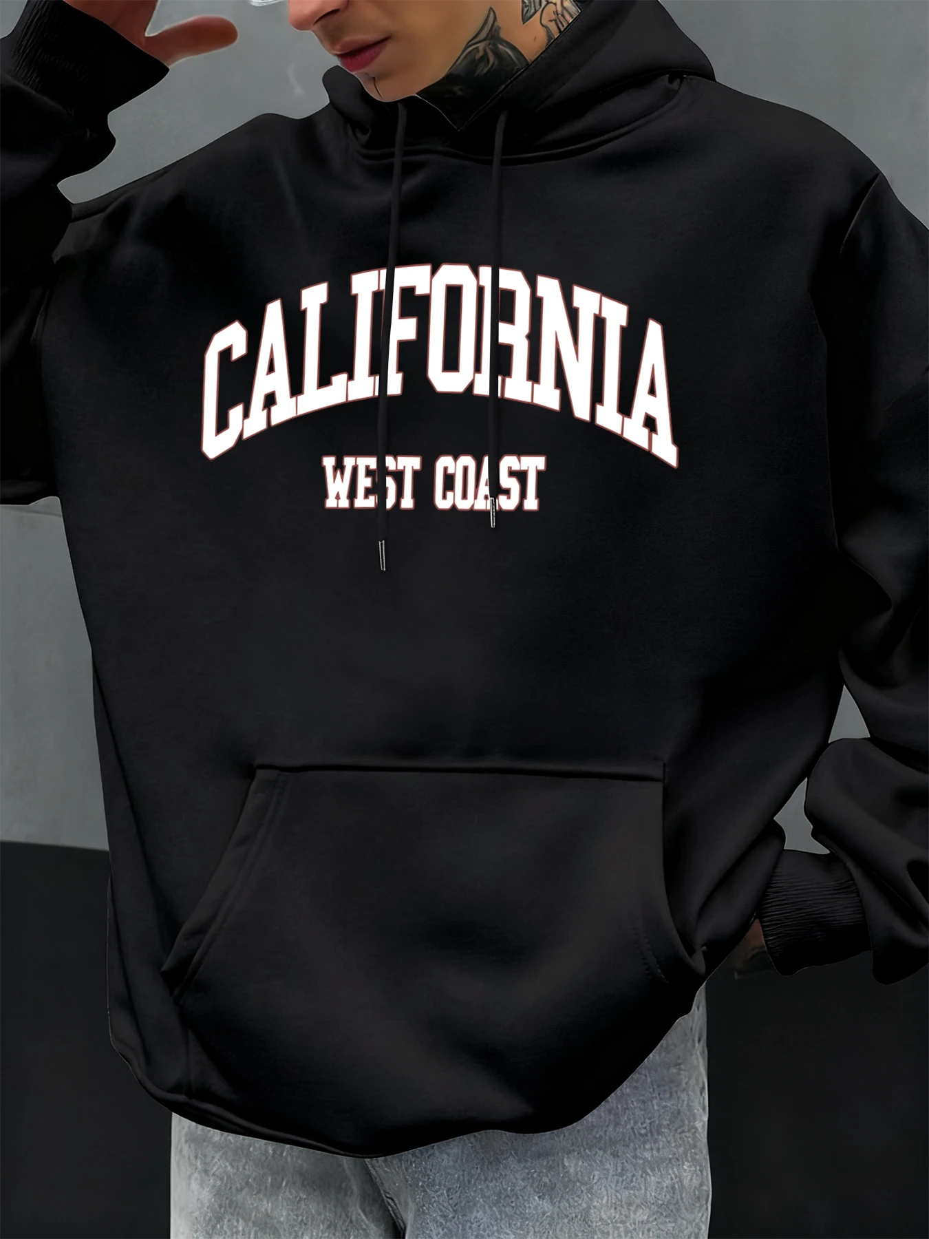 Califirnia West Coast Print Männer Hoodie Fleece Hoodies Tasche Übergroße Sportswears Weiche Lose Mann Hoody Herbst Casual Mantel