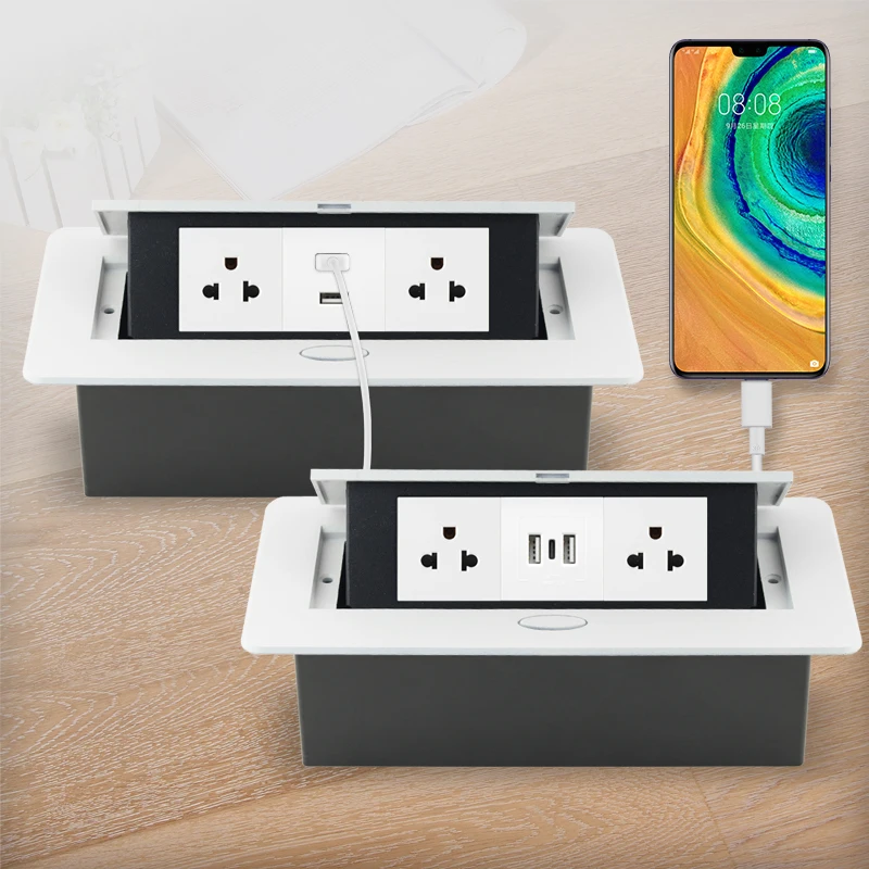 Tabletop socket，US Size，Household power sockets ，Embedded Hidden socket，with type-c USB port Charge Electrical Socket