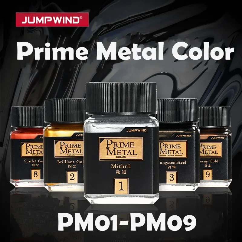 JUMPWIND 18ml PM01-PM09 Prime Metal Color Paints Oil-Based Model Painting Tools for Plastic Model Hobby DIY Pigment