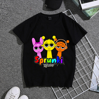 Sprunkis Kids T-shirt Cotton Pinki Simon Oren Game Role Cute Anime Tees Short Sleeved Kawaii Boy Gril Summer Clothes Party Gifts
