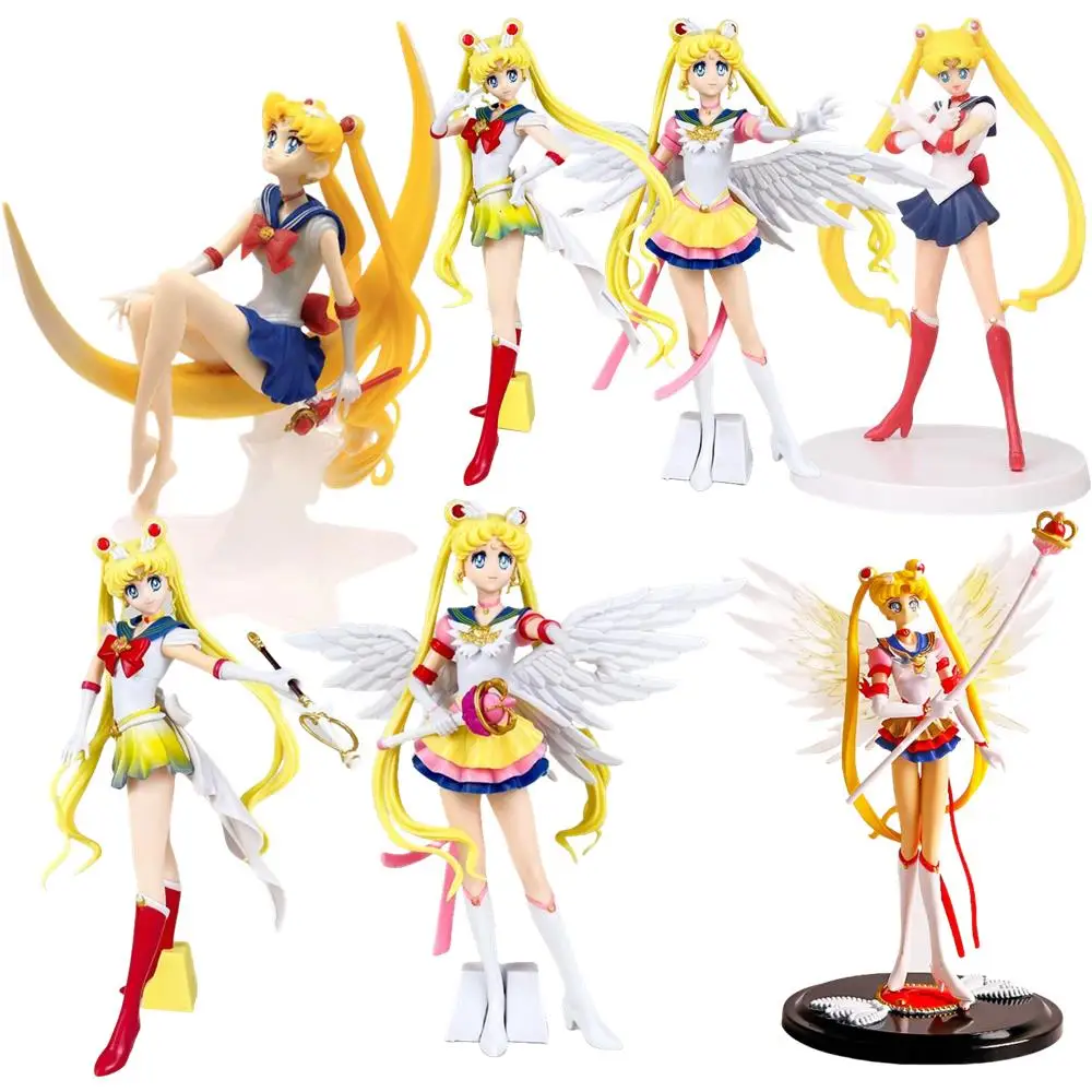 Figuras de Anime guerrera, Luna, liebre, muñeca, encanto, Ángel, marinero, liebre, Kawaii, PVC, modelo de acción, decoración de pasteles, regalo para niñas