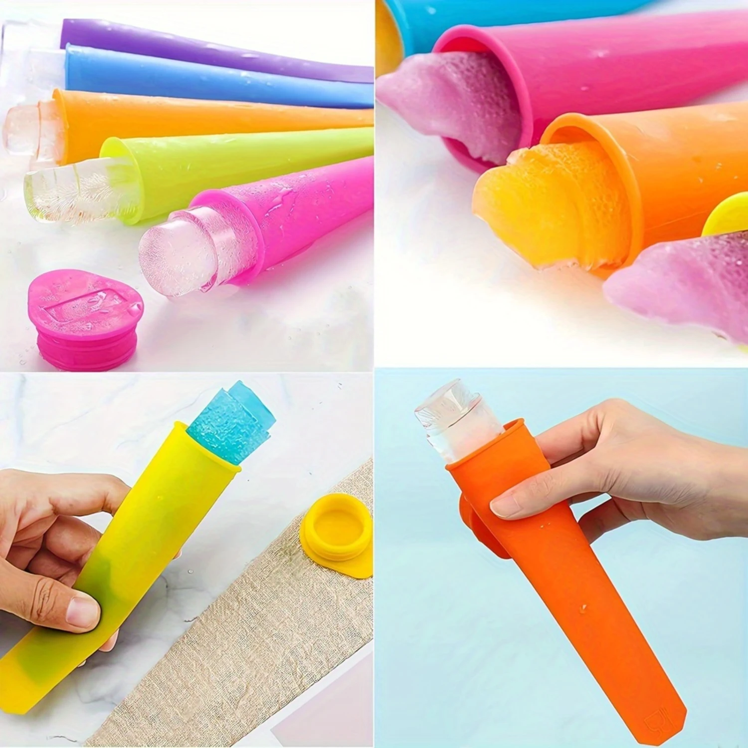 6pcs Colorful Silicone Popsicle Molds With Lids - Reusable, Easy-clean Ice  Maker For  Treats - Restaurant Kitchen Must-Have