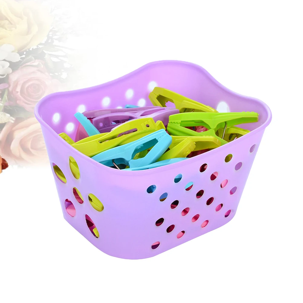 30 قطعة من مشابك الغسيل البلاستيكية شديدة التحمل قوة لقط قوية مع سلة لحفلات الغسيل المعلقة المقاومة للرياح