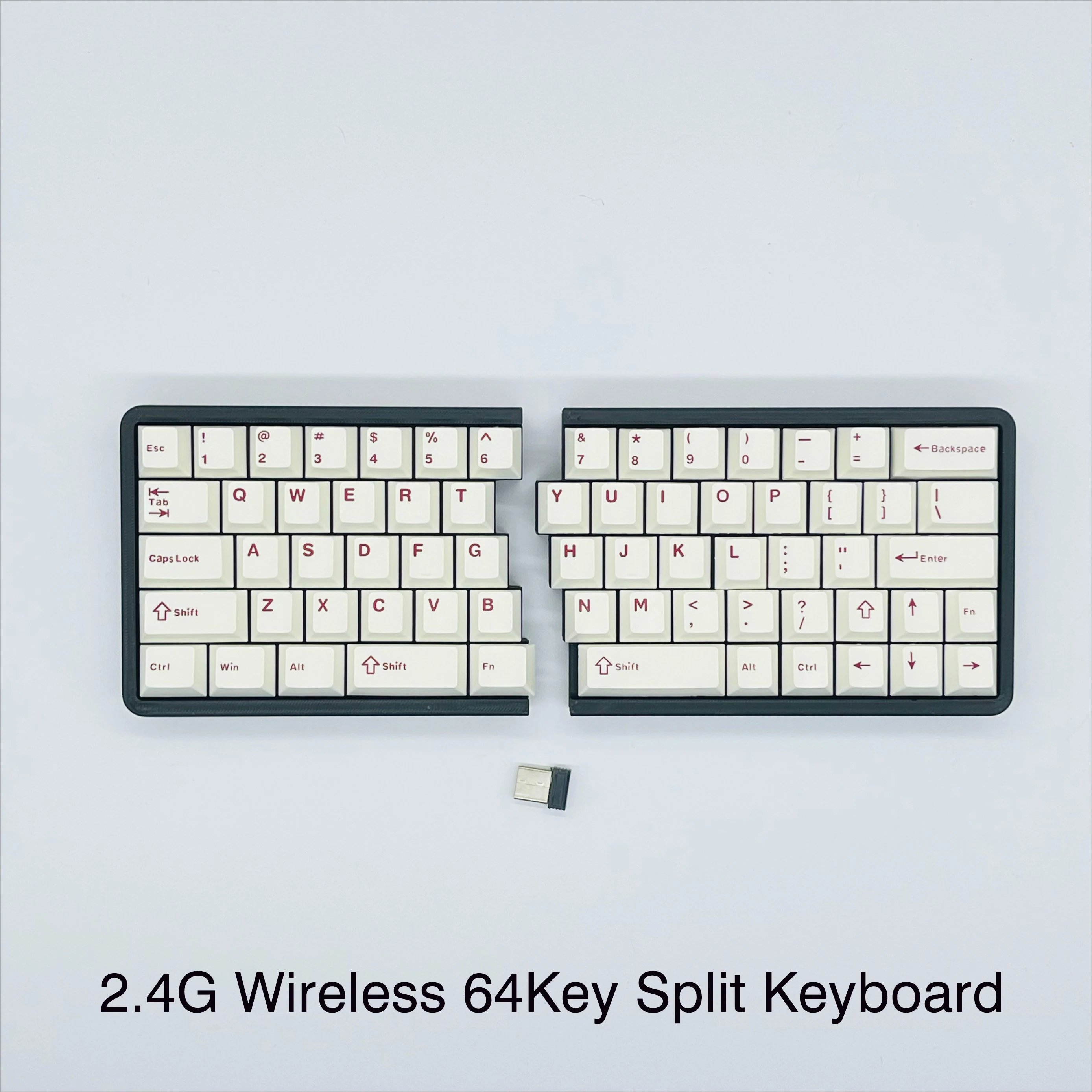 New Wireless Split Keyboard Ergo 2.4G Receiver 3D Printed 64 Key DIY VIAL Software Programmable Mini 60% Keypad Kit