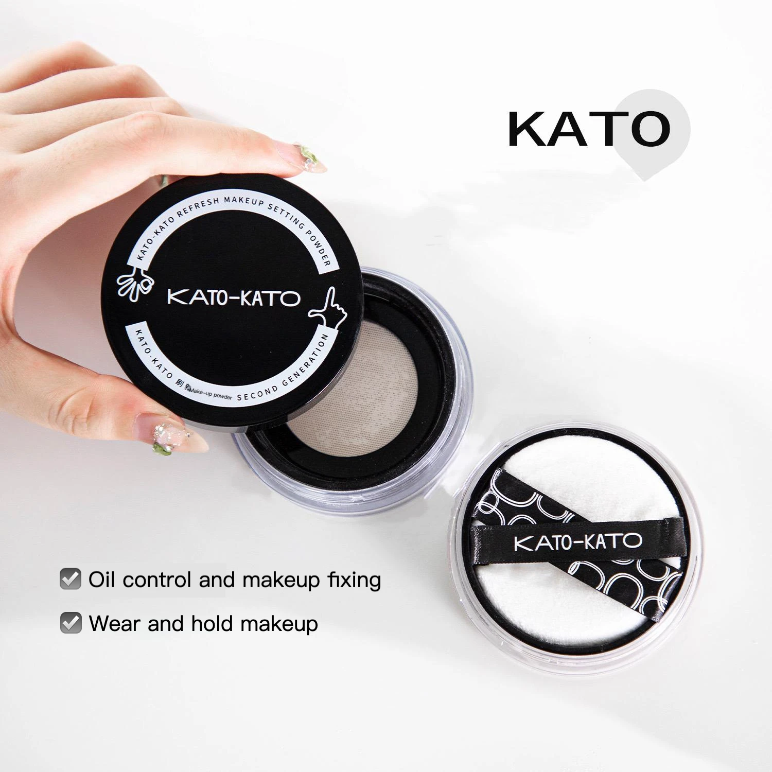 

KATO Upgrade Loose Powder Waterproof Matte Oil-control Concealer Setting Finish Makeup Professional Women Cosmetics 6.5g