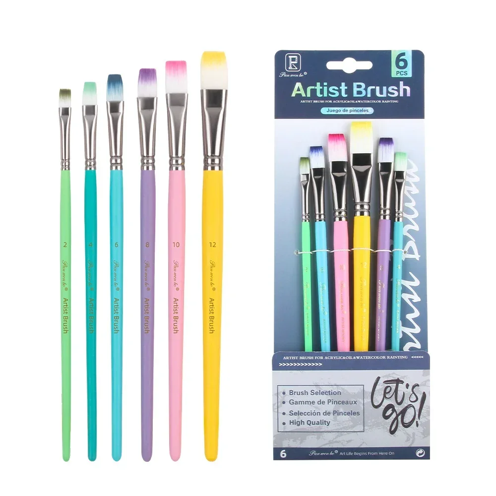 

6 шт./компл., набор кистей премиум-класса, нейлоновая щетина для акварели, гуаши, акриловая картина маслом, художник для рисования, товары для рукоделия
