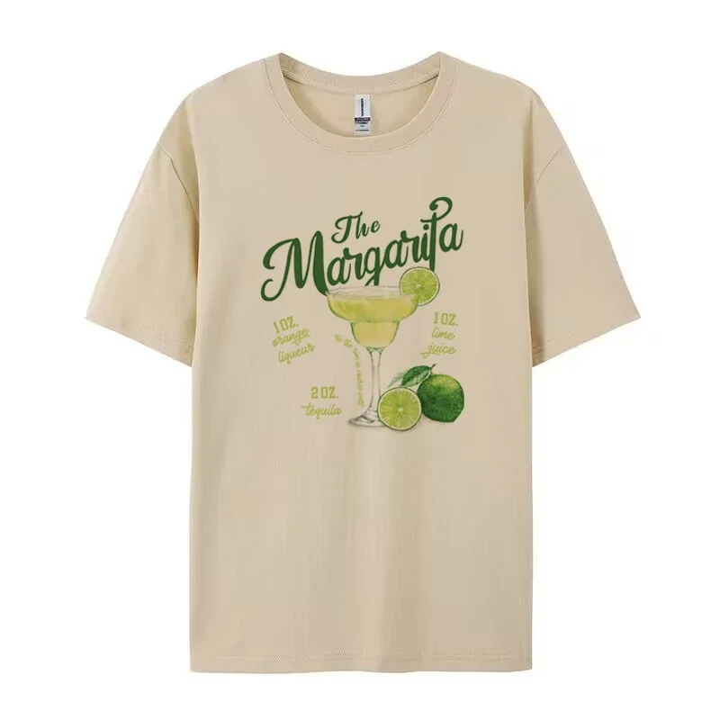 Retro Margarita Cocktail Lover T Shirt Women Short Sleeve Cotton Vintage Drinking Party T-Shirts Bartender Shirt Unisex Clothing