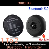 OURSHAR Transmisor de audio Bluetooth multipunto Adaptador inalámbrico estéreo de alta fidelidad de baja latencia Conectar 2 auriculares 3.5 Para TV