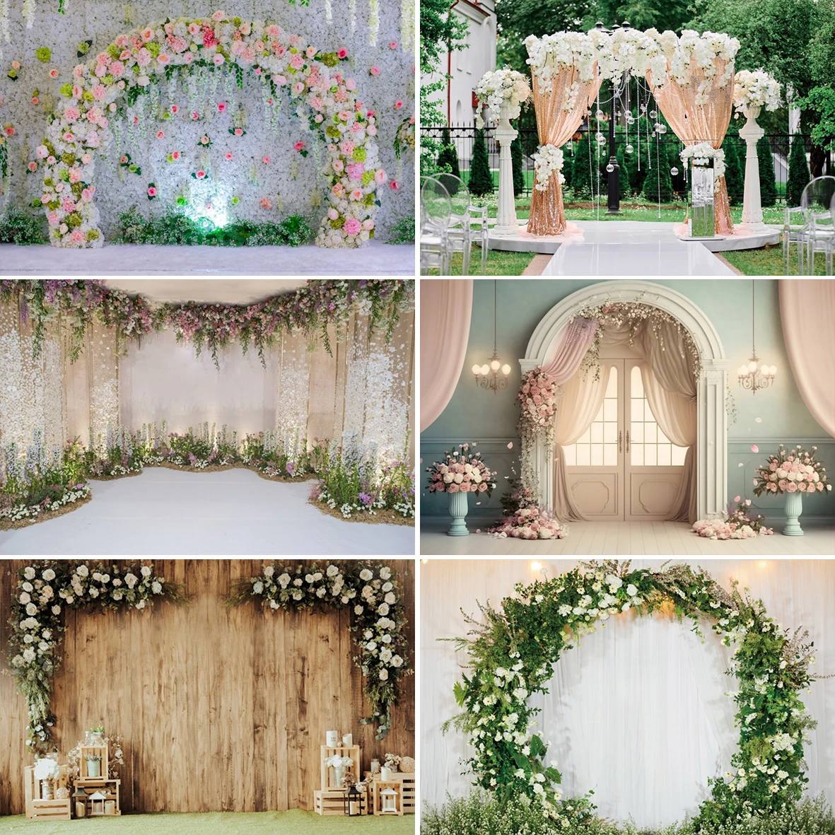 

Wedding Ceremony Backgrounds For Photography Flowers Tassel Stage Romantic Love Bride Party Family Portrait Photocall Backdrops