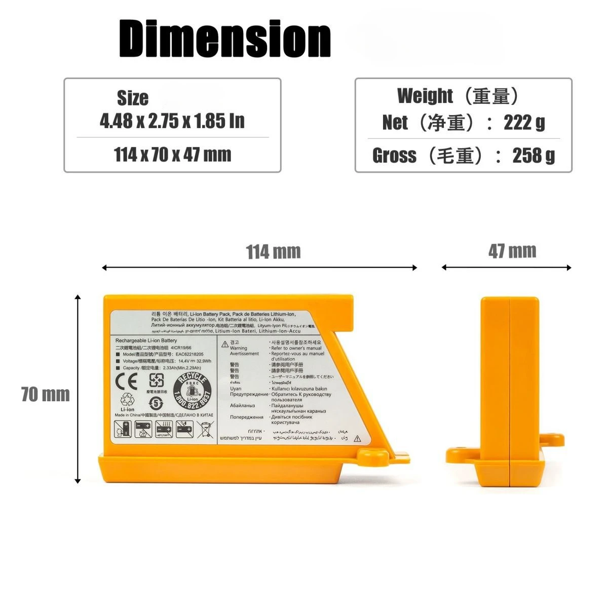 New EAC62218205 For LG Sweeping Mopping Robot Battery EAC60766107 EAC62218207 EAC60766109 VR6260LVM R76TIM M970I VR5940L 32.9Wh