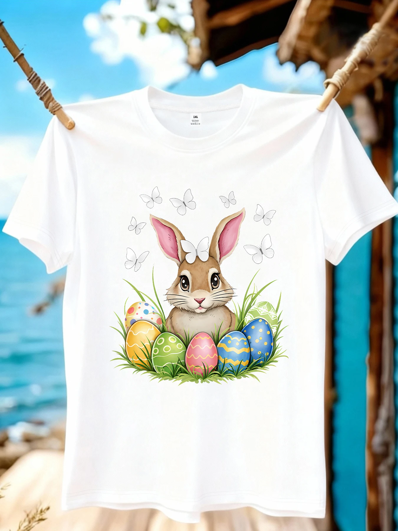 

【WZM10930】Rabbit print plus size women's round neck summer casual short sleeved street fashion versatile plus size T-shirt