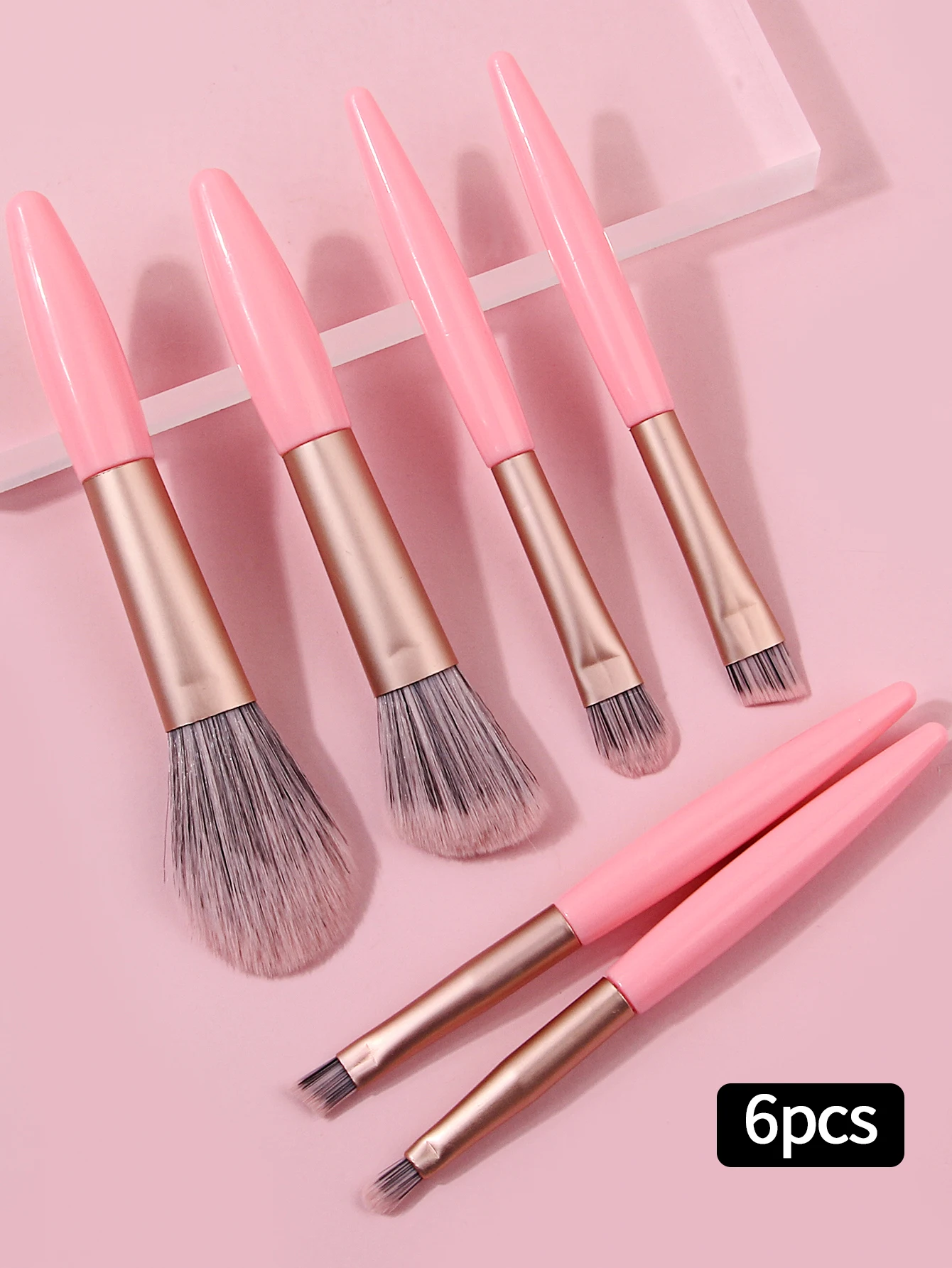 Pink 6 Pcs Makeup Brush Set Soft Makeup Concealer Brush Blush Loose Powder Brush Eye Shadow Foundation Brush Beauty Tools