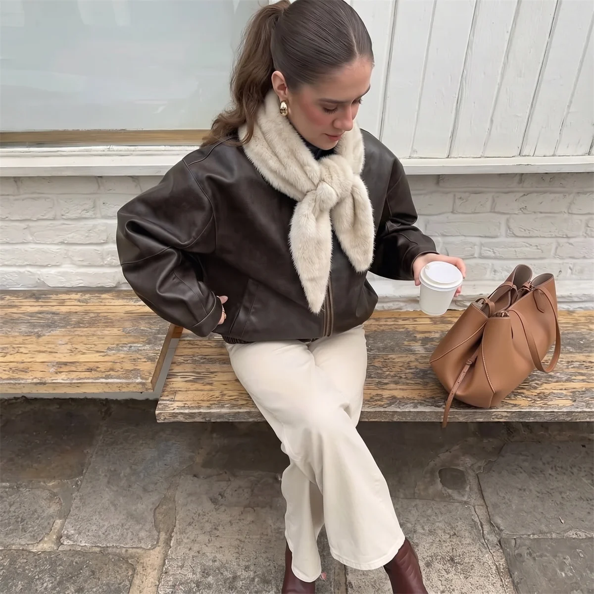 Ladies Daily Commute Faux Fur Triangle Shawl Scarf Super Warm Plush Neck Wrap Elegant Autumn Winter Jacket Matching Decor