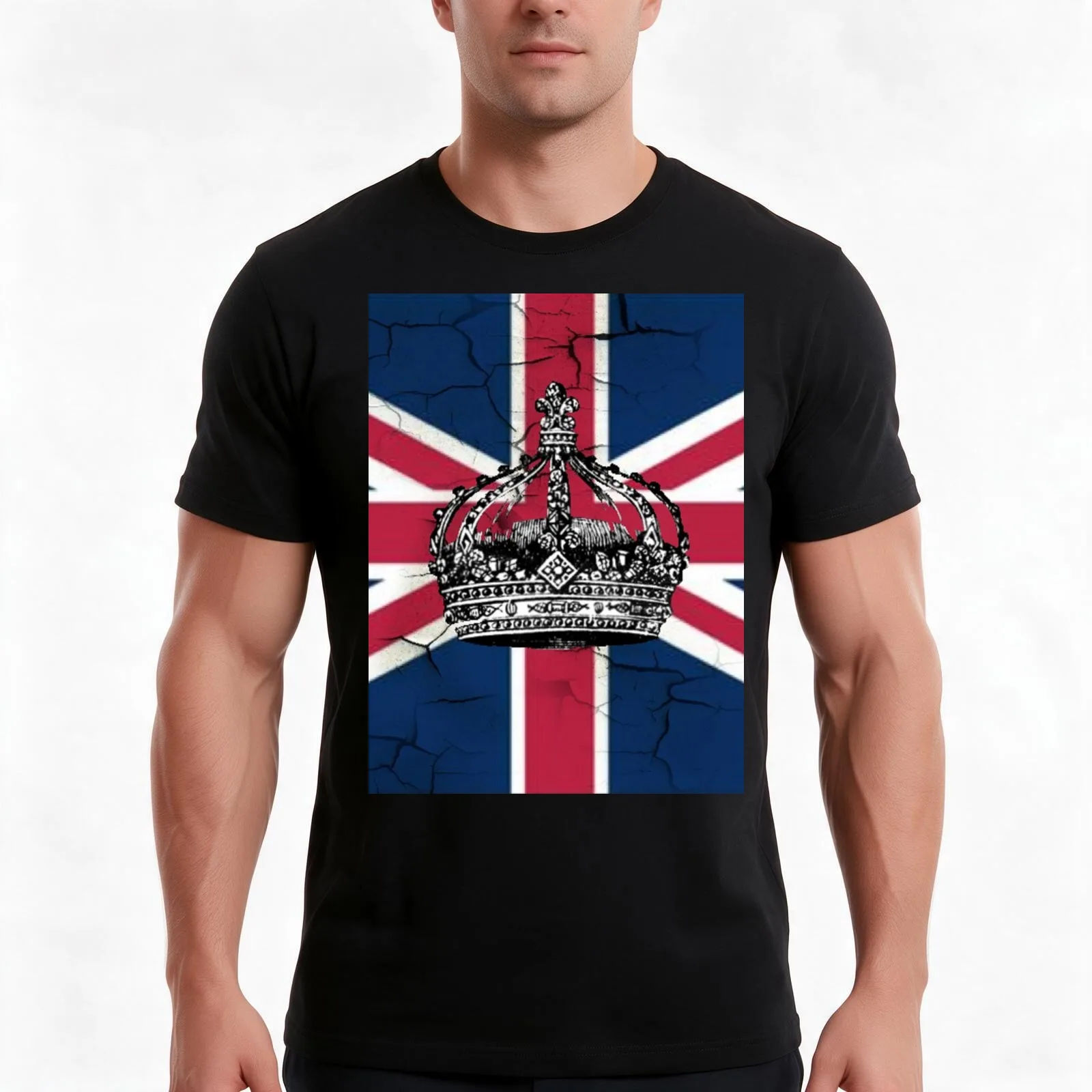 British union jack flag jubilee vintage crown T-Shirt, Summer Casual Cotton Tee, Oversized Streetwear Tops, Unisex Men Women