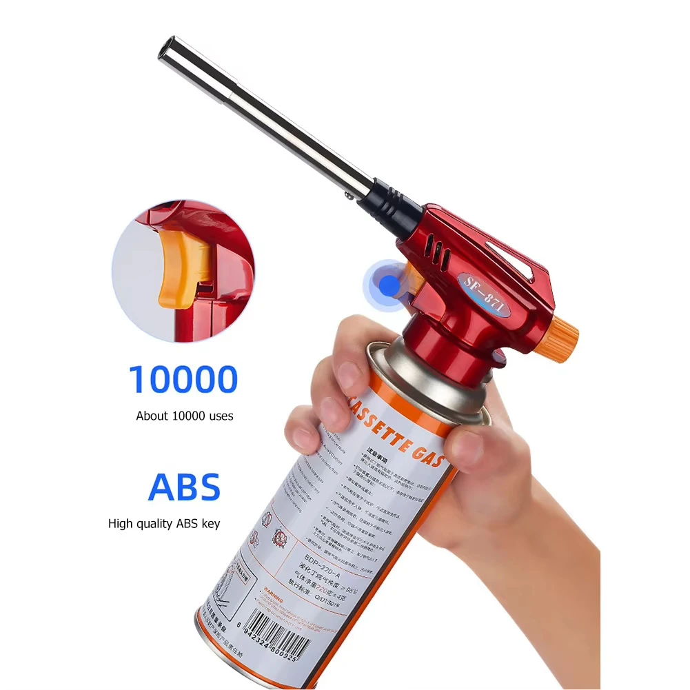 

Portable Cassette Flamethrower Adjustable Flame Long Singeing Torch Picnic Flamethrower for Outdoor Camping BBQ Picnic Hiking