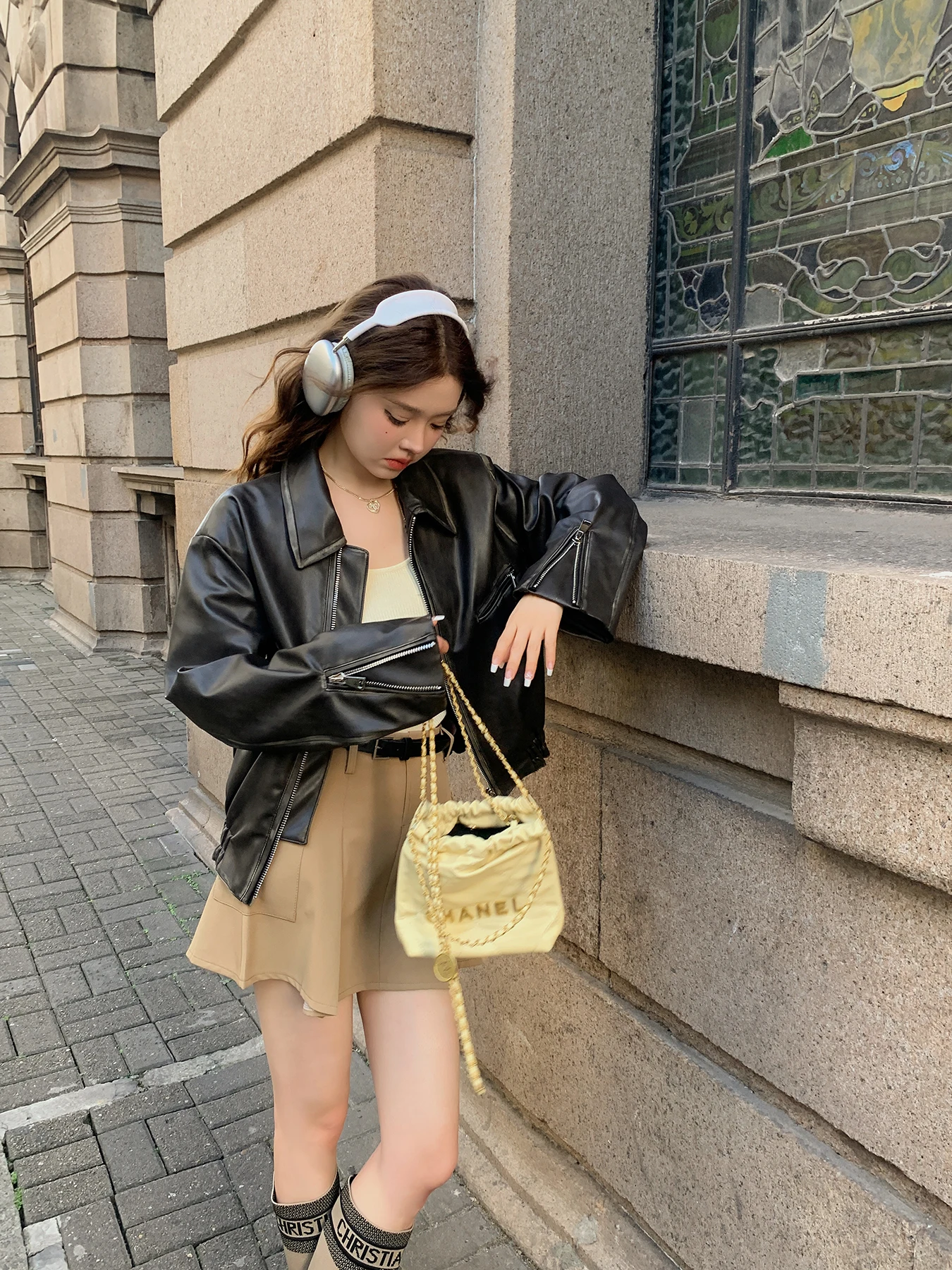 الرجعية Waed الجلود Jaet المرأة الحلو بارد الأمريكية Sle ort معطف فضفاض صالح دراجة نارية Jaet الخريف وصول جديد