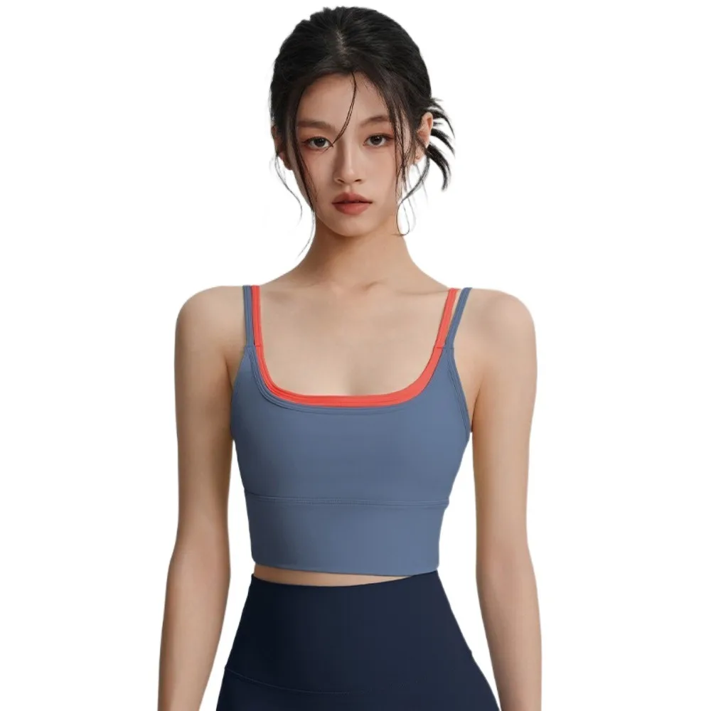 

Beautiful Back Breathable Workout Bra Color Blocking Shockproof Sports Bra Beautiful Back Anti Sagging Tank Top Bra Training