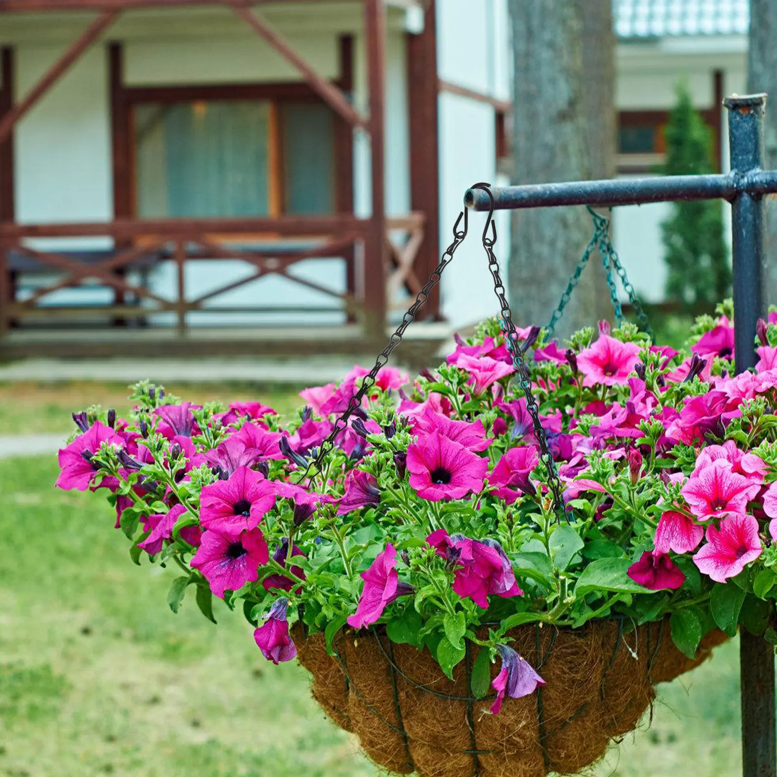 5Pcs Double Hook Black Chain Hanging Planter Bird Feeder Flower Pot Lantern Wind Chime Sign Iron Chain for Indoor Outdoor Garden