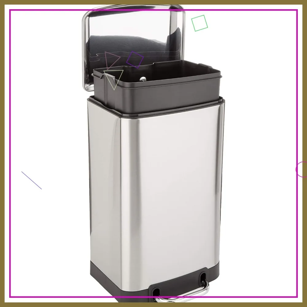 

Stainless Steel Trash Can with Soft-Close Lid, 20L Capacity for Bathroom Bedroom Office, Smudge Resistant