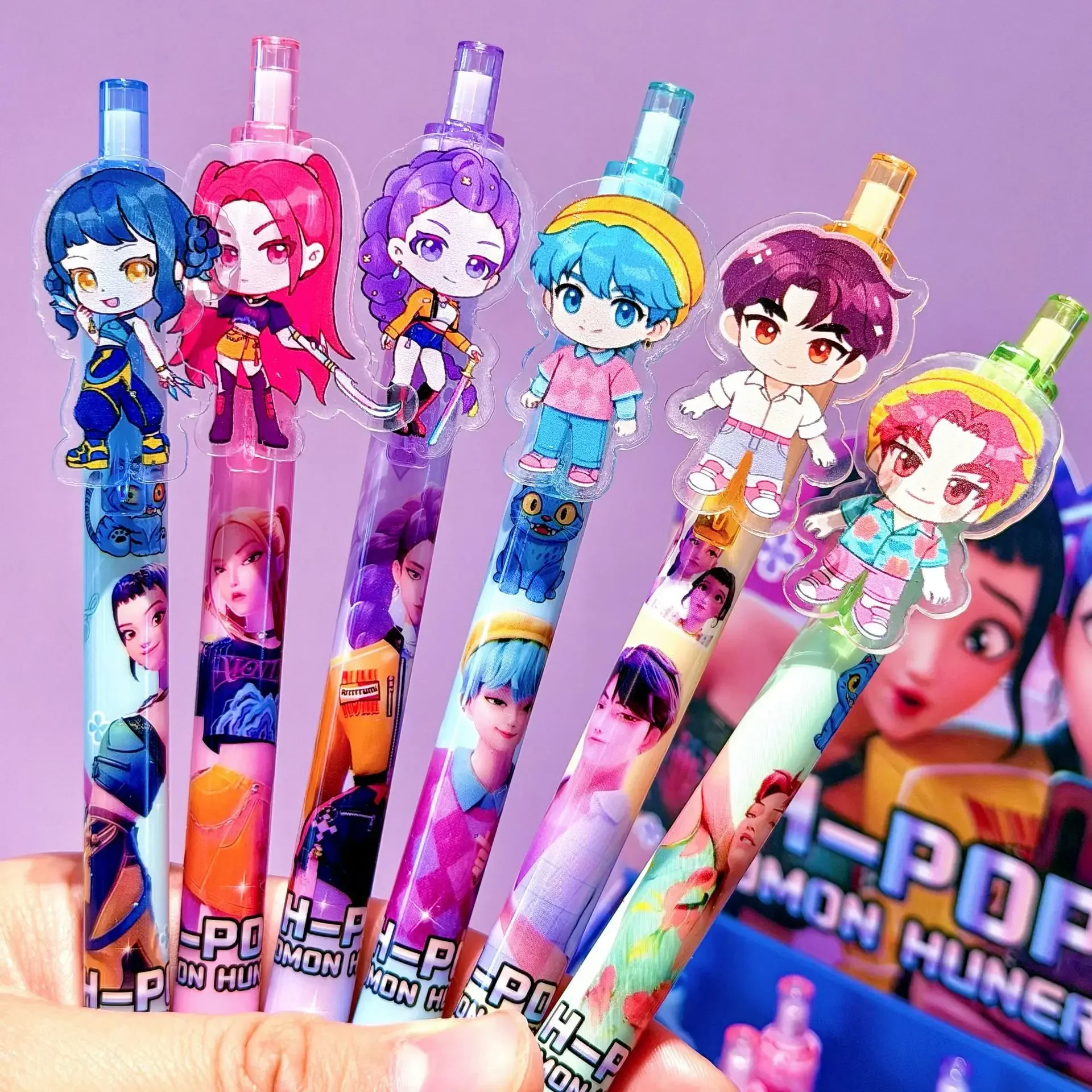 Anime Hunters Gilrs Lumi Mila Zoi Gelstifte, niedlicher einziehbarer Stift, für Schule, Studenten, Studium, Schreibwaren, Büro, Schreibbedarf, Geschenk – Detail 2