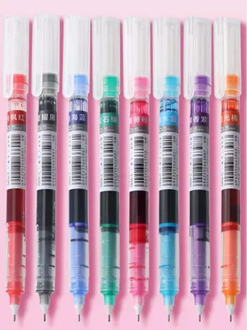 10Pcs High Quality Needle Type Gel Pens Straight Liquid Ballpoint Pen Kawaii Statio nery School Office Supplies Writing colours
