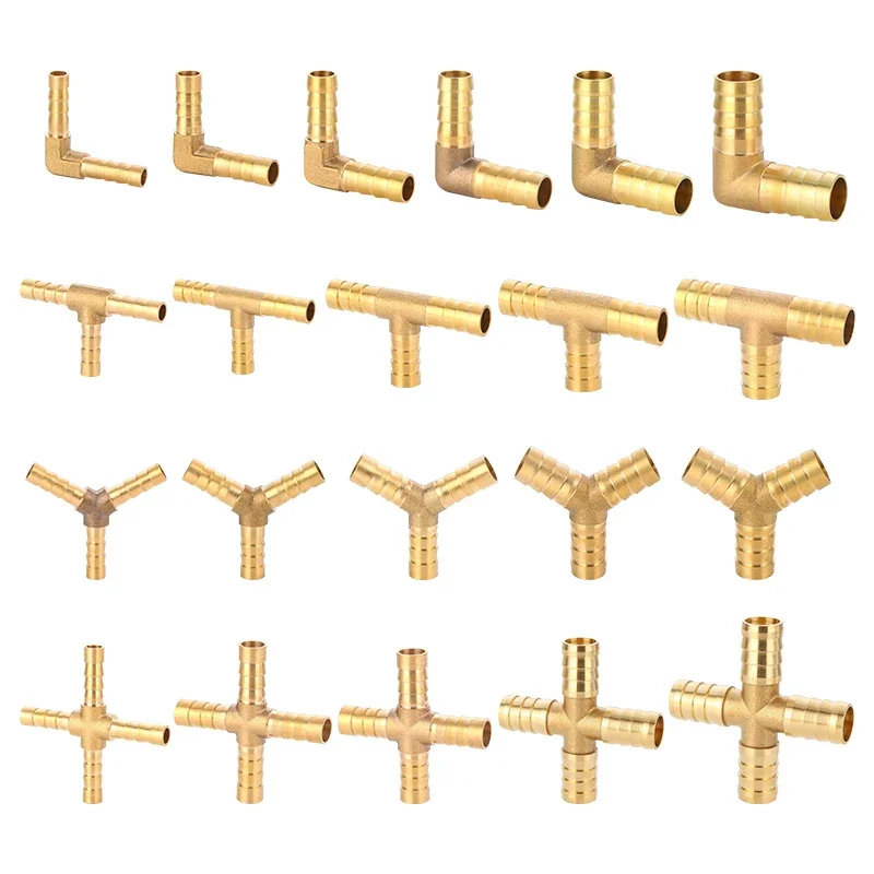 1~10Pcs Brass Barb Pipe Fitting 2 3 4 way connector For 3/4/5/6/8/10/12/14/16/18/25mm Hose Copper Pagoda Water Tube Fittings