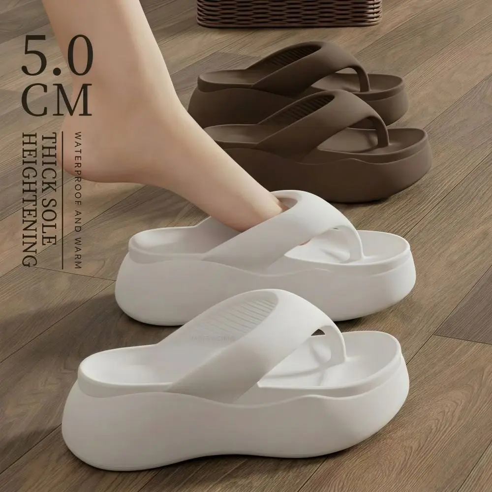 

Height-increasing Platform Slippers 5CM EVA Soft Sole Beach Sandals Non-slip Anti-odor Women's Flip Flops Everyday Outfits
