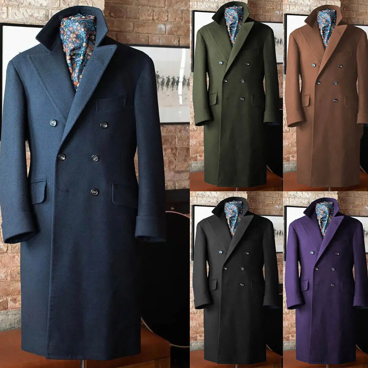 

Simple Men Woolen Overcoat Double Breasted Winter Long Jacket Smart Casual Winter England Style Business Coat Custom Made