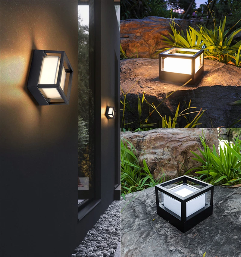 Outdoor Tuya Wifi LED Smart Wall Lamps 10W Cube RGB App Dimmable Sconce Waterproof Garden Alexa Google Home Wall Light AC85-265V