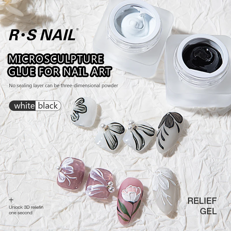 RS Nail 5ml Painting Carving Gel Nail Polish Black White 2 Colors Nail Accessories Nail Varnish Lacquer Nail Art Design Manicure