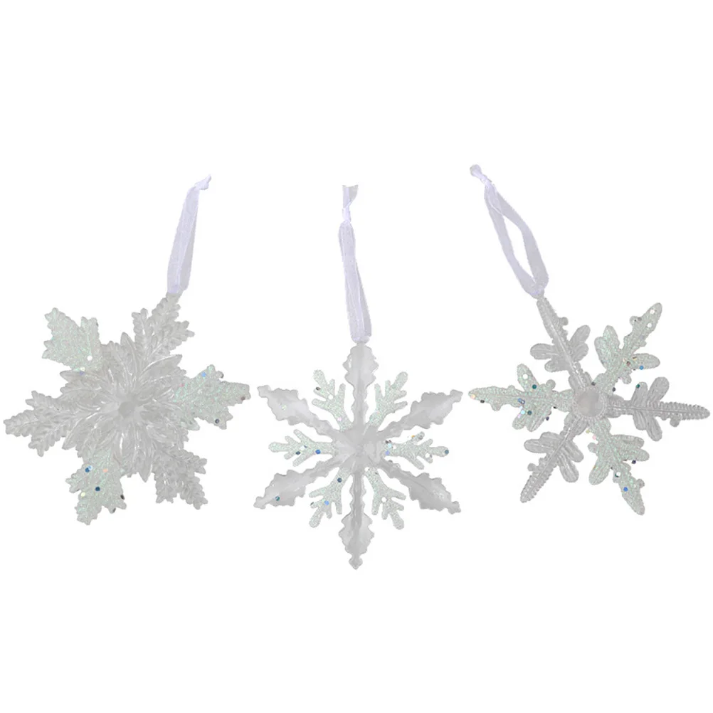 

3pcs Snowflake Decorations Plastic Christmas Hanging naments Xmas Tree Adornment Gifts New Year Party Supplies