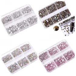 6grids SS6-20 Mixed Size Pink Bronze Silver Flatback Rhinestones Gems Flashing Diamonds 3D Nail Art Decorations Crystals