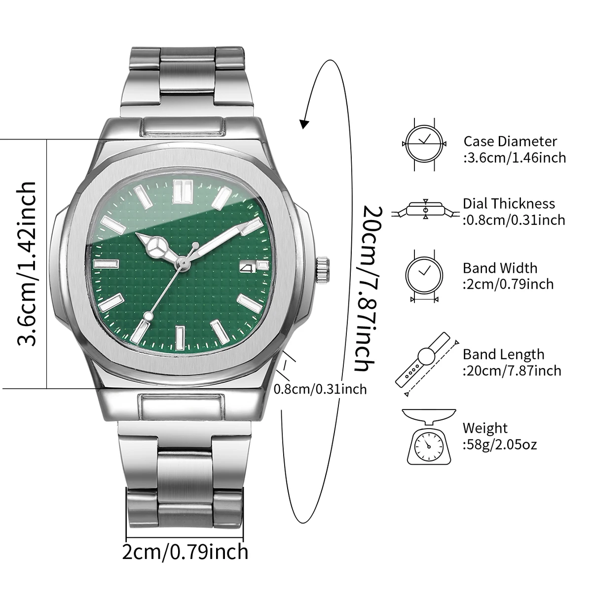 2/4PCS Simple Square Men's Quartz Watch Set