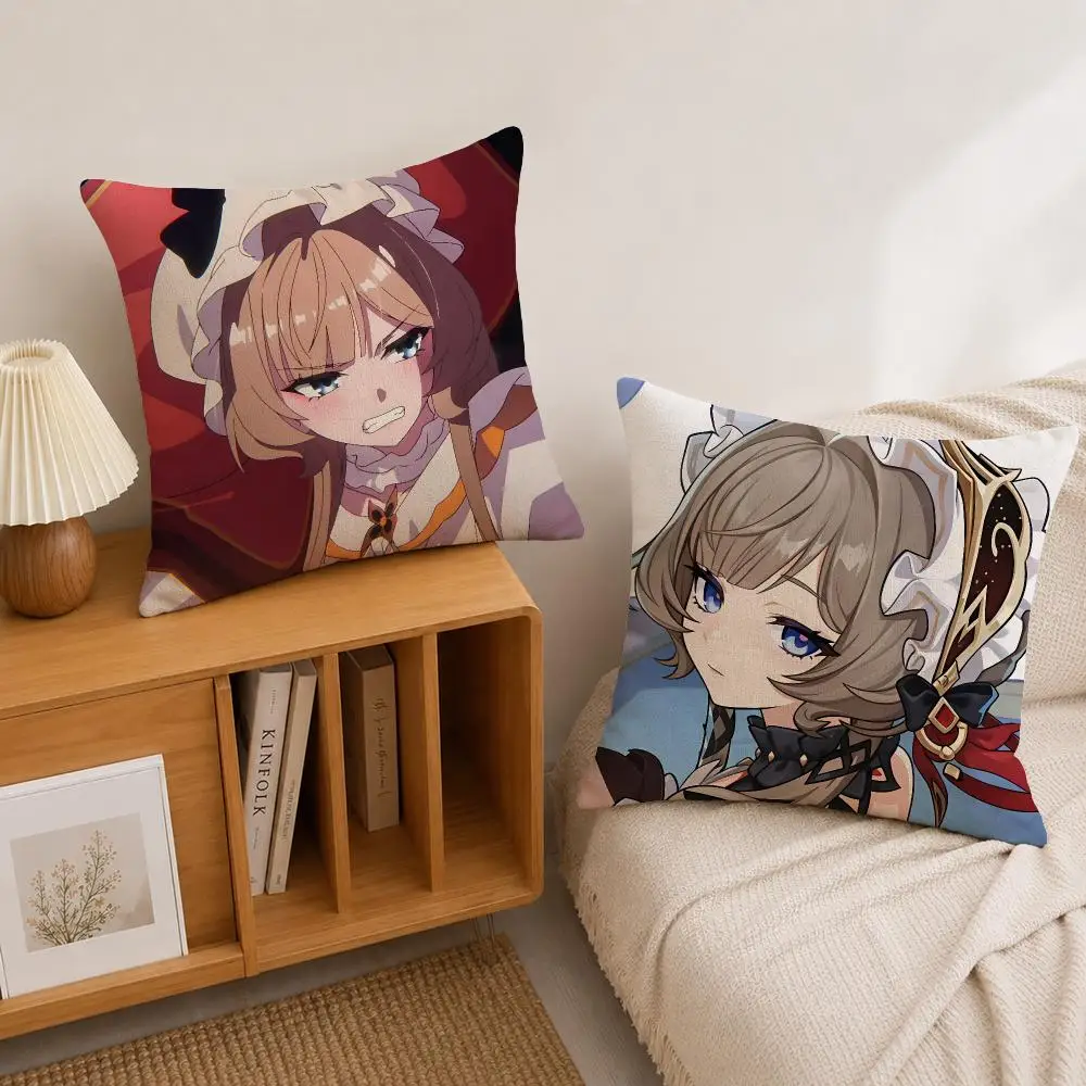 Game Genshin Impact Sandrone Cushion Cover Natural Linen Pillowcase Set, All-in-One Decor for Sofa, Bedroom & Chair