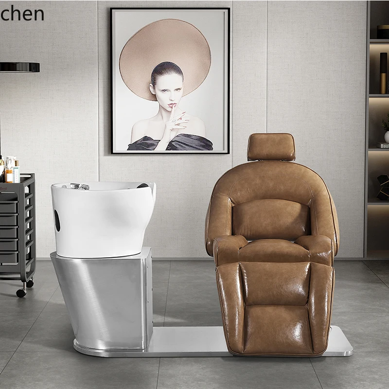 HXL electric lift shampoo bed hair salon special rotary seat semi-full lying flush bed