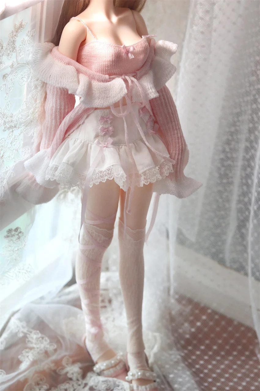 BJD /SD Doll Clothes Toys Cute Sets Girls Beautiful Lacy Dress Yellow Pink Purple 1/4 Soft Short Skirt Gifts Doll Accessories