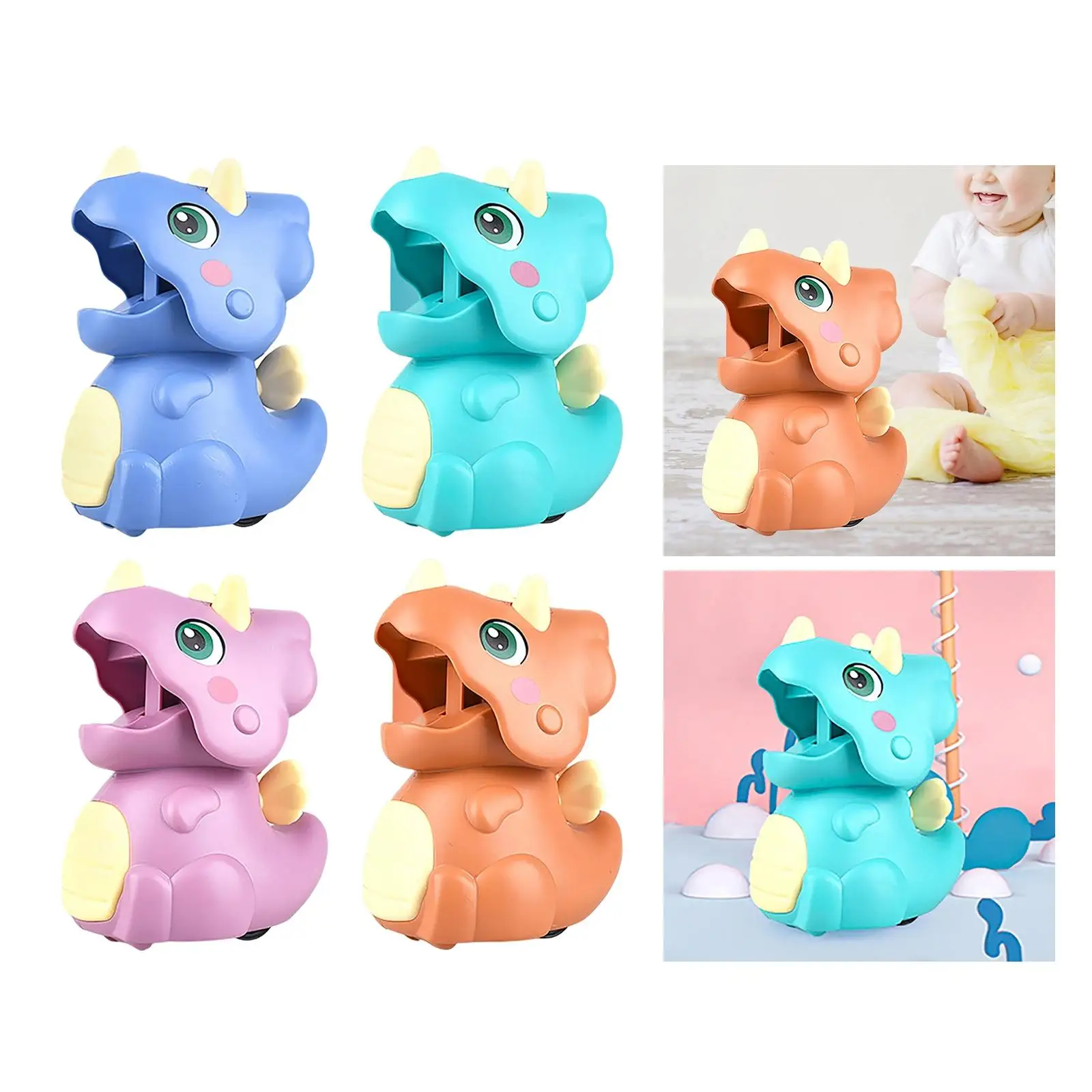 Press Inertia Forward Dinosaur Toy Car Party Favors Cartoon Triceratops Inertia Car for Boys Kids Children