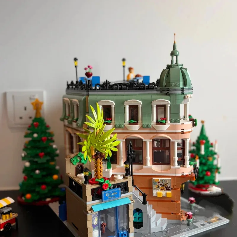 لعبة مينيسو الساخنة الإبداعية مدينة ركن بناء بوتيك فندق Streetscape بنة لعيد الميلاد هدية عيد الميلاد