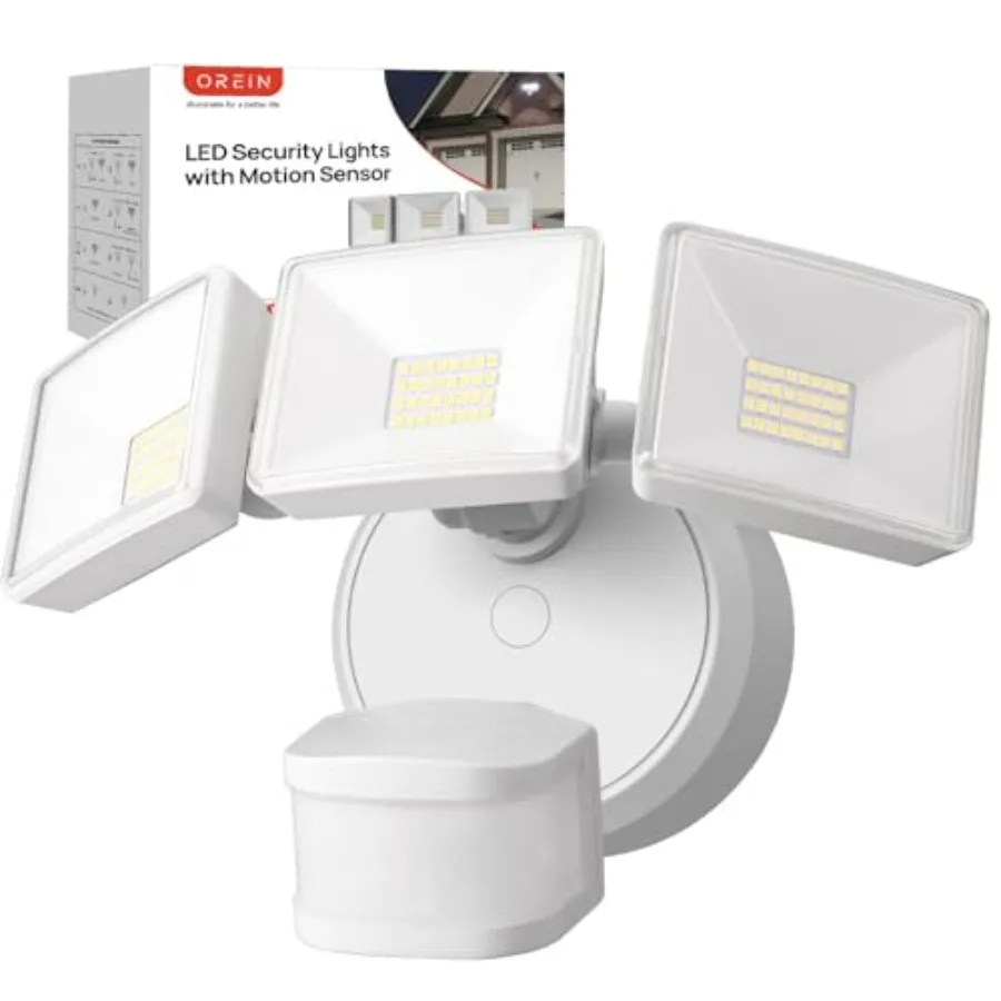 

Уличный светодиодный прожектор 42W 6500LM с датчиком движения, проводной, 4 режима освещения, двойной PIR-датчик, обнаружение движения на 240°, от заката до рассвета