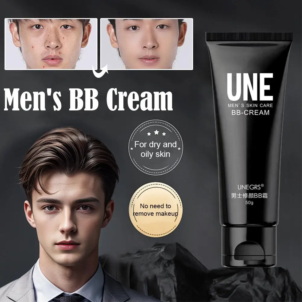メンズ BB クリーム美白オイルコントロールコンシーラーそばかす液体メイクアップ肌除去簡単明るく顔の化粧品着用 M5G0