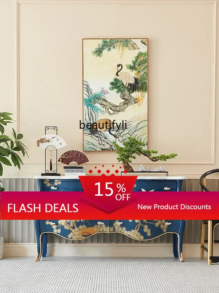 

xz1X1xzS новый китайский стиль, национальная мода, роскошный ручная роспись, журавль, вилла, входная дверь, перегородка из цельного дерева, шкаф для крыльца, шкаф для сувениров