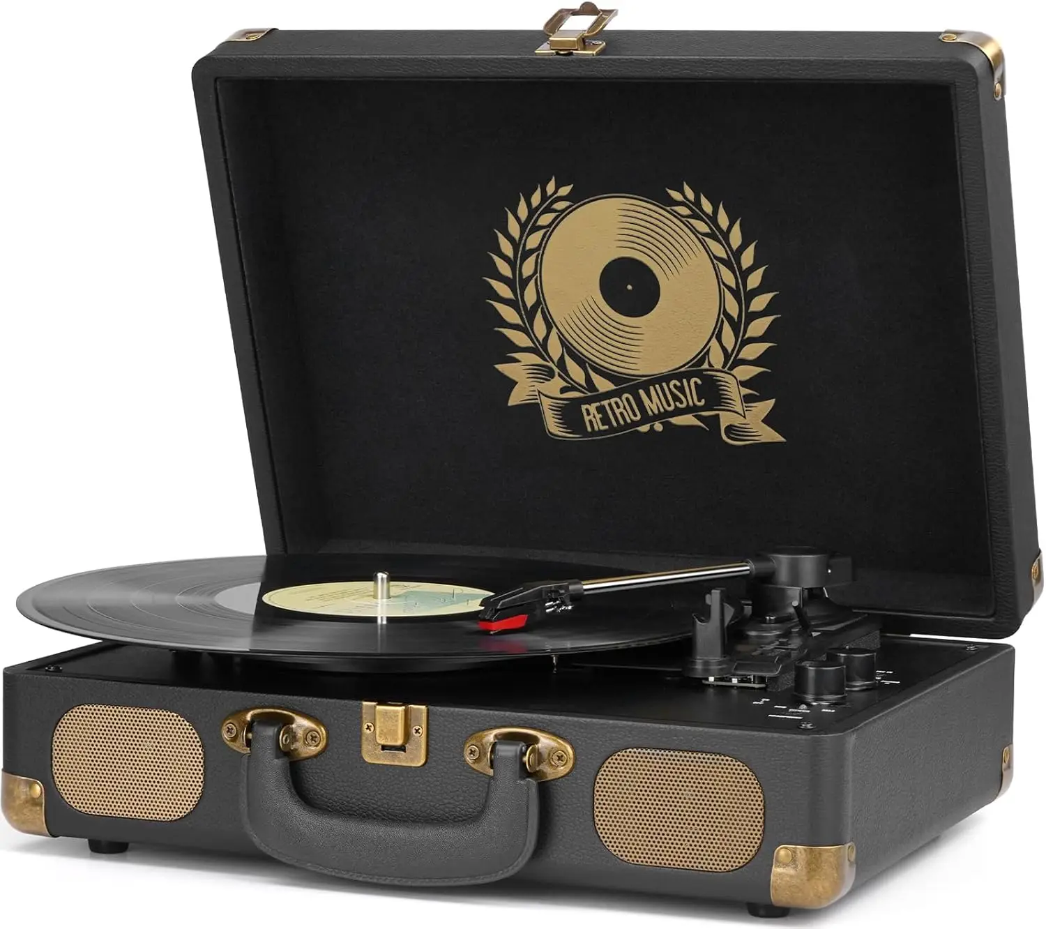 

Bluetooth Turntable, 3-Speed Vintage Suitcase Record Player with Built-in Speakers
