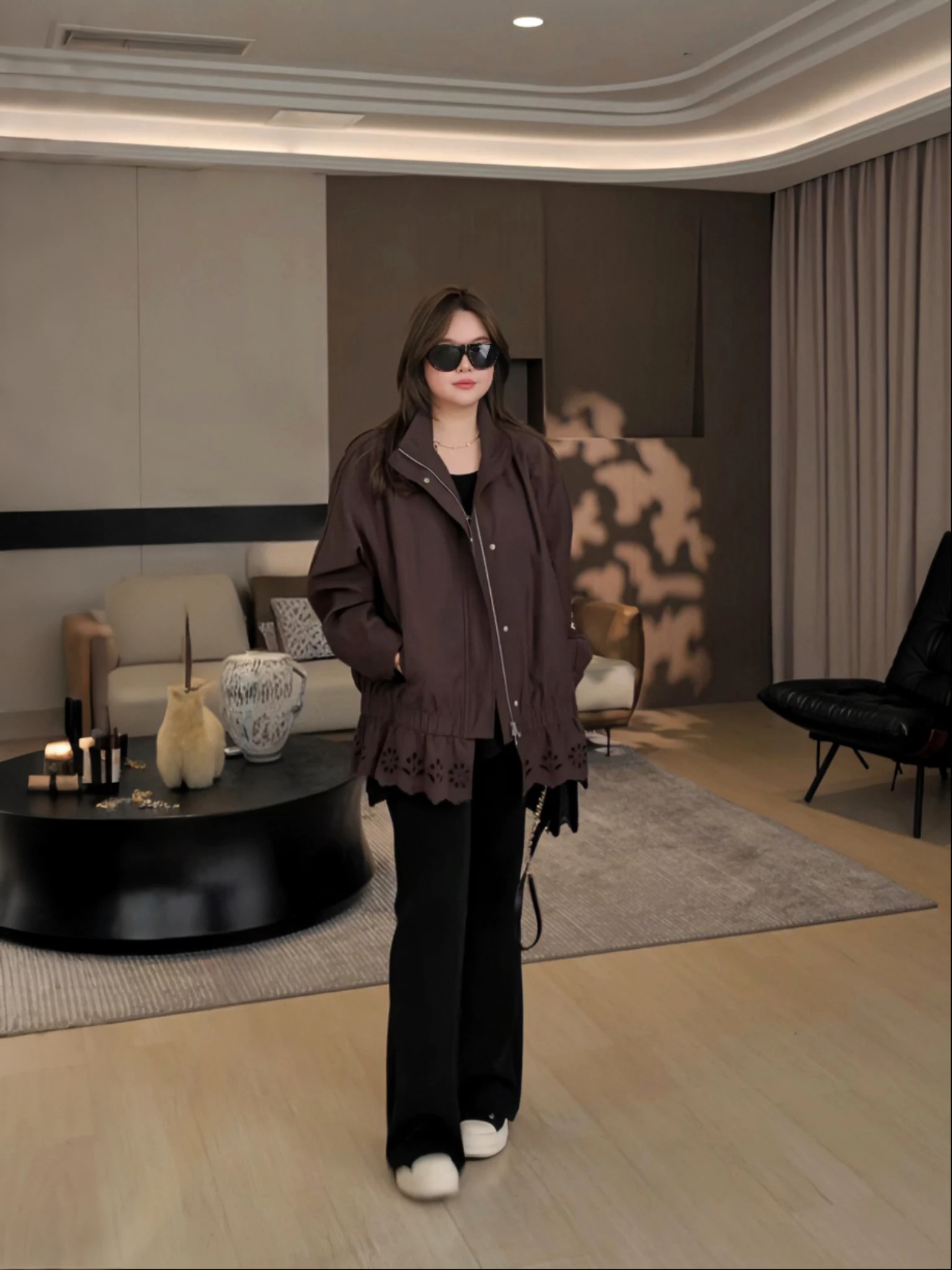 

Куртка женская JioJio Private Collection MAFF MK14149 из шелкового хлопка с вышивкой и цветочным узором, воротник-стойка, большие размеры
